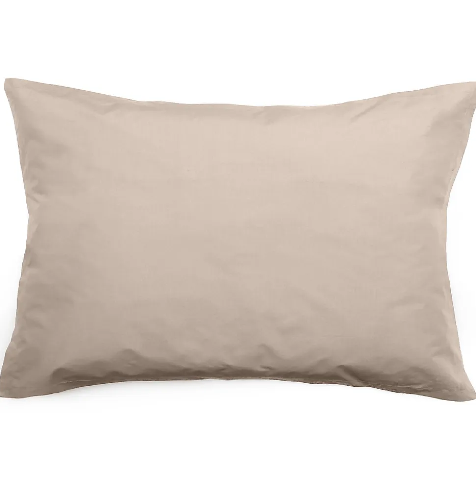 Taie d'oreiller volants plats 50x70 cm percale MANOIR beige Lin