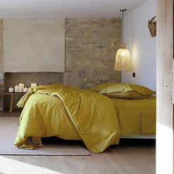 Taie d'oreiller volants plats 50x70 cm percale MANOIR vert Jasmin