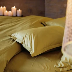 Taie d'oreiller volants plats 50x70 cm percale MANOIR vert Jasmin