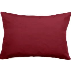 Taie d'oreiller volants plats 50x70 cm percale MANOIR rouge Carmin