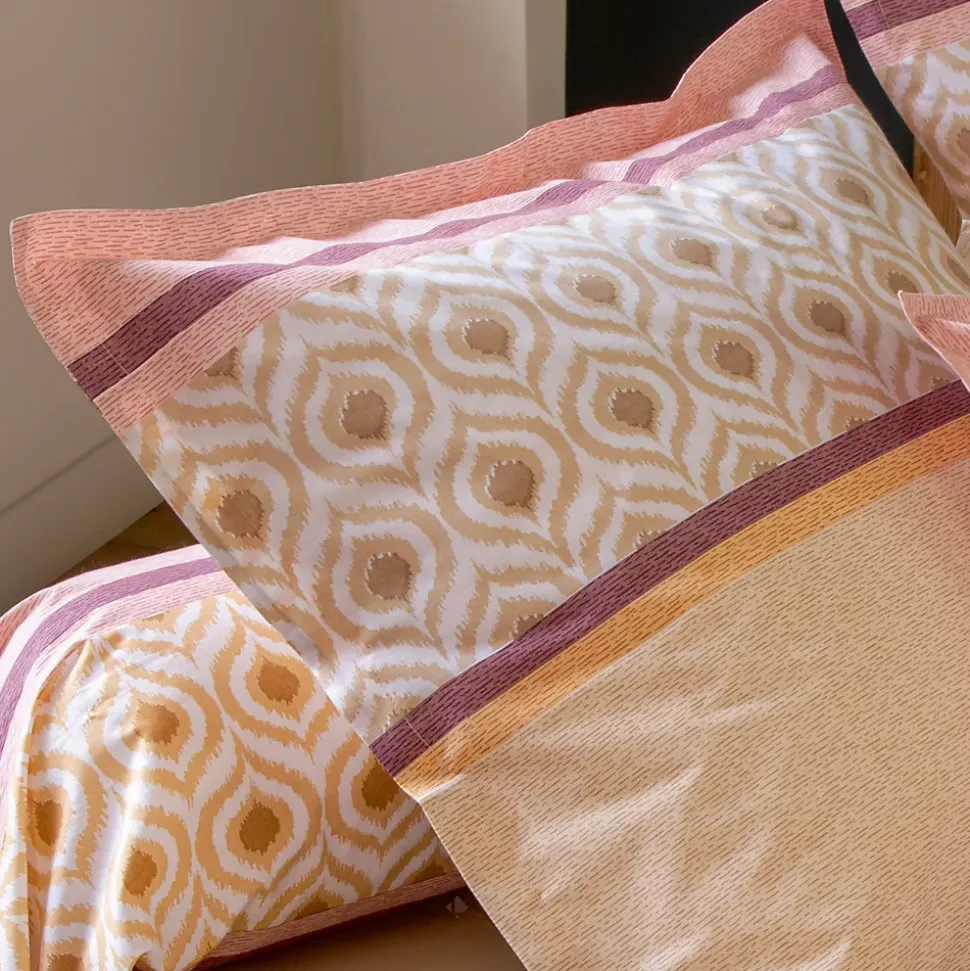 Taie d'oreiller 65x65 cm coton INOUK rose/beige