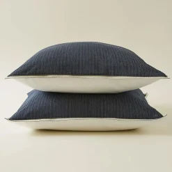 Taie d'oreiller 65x65 cm coton BRIXTON à rayures noires