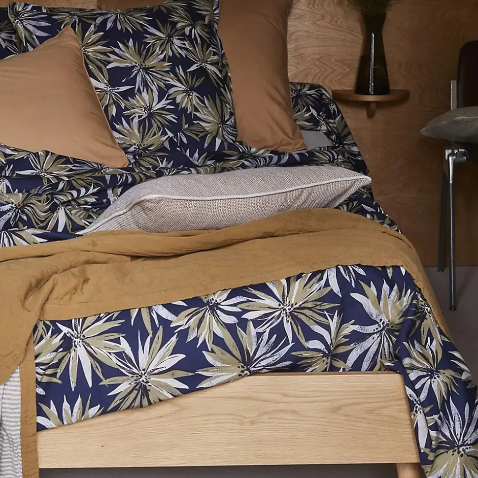 Taie d'oreiller 65x65 cm en 100% percale de coton EVERLY bleu encre