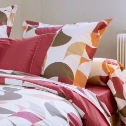 Taie d'oreiller 65x65 cm en 100% percale de coton MODULO blanc acajou