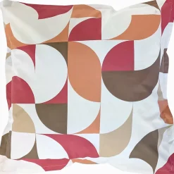 Taie d'oreiller 65x65 cm en 100% percale de coton MODULO blanc acajou