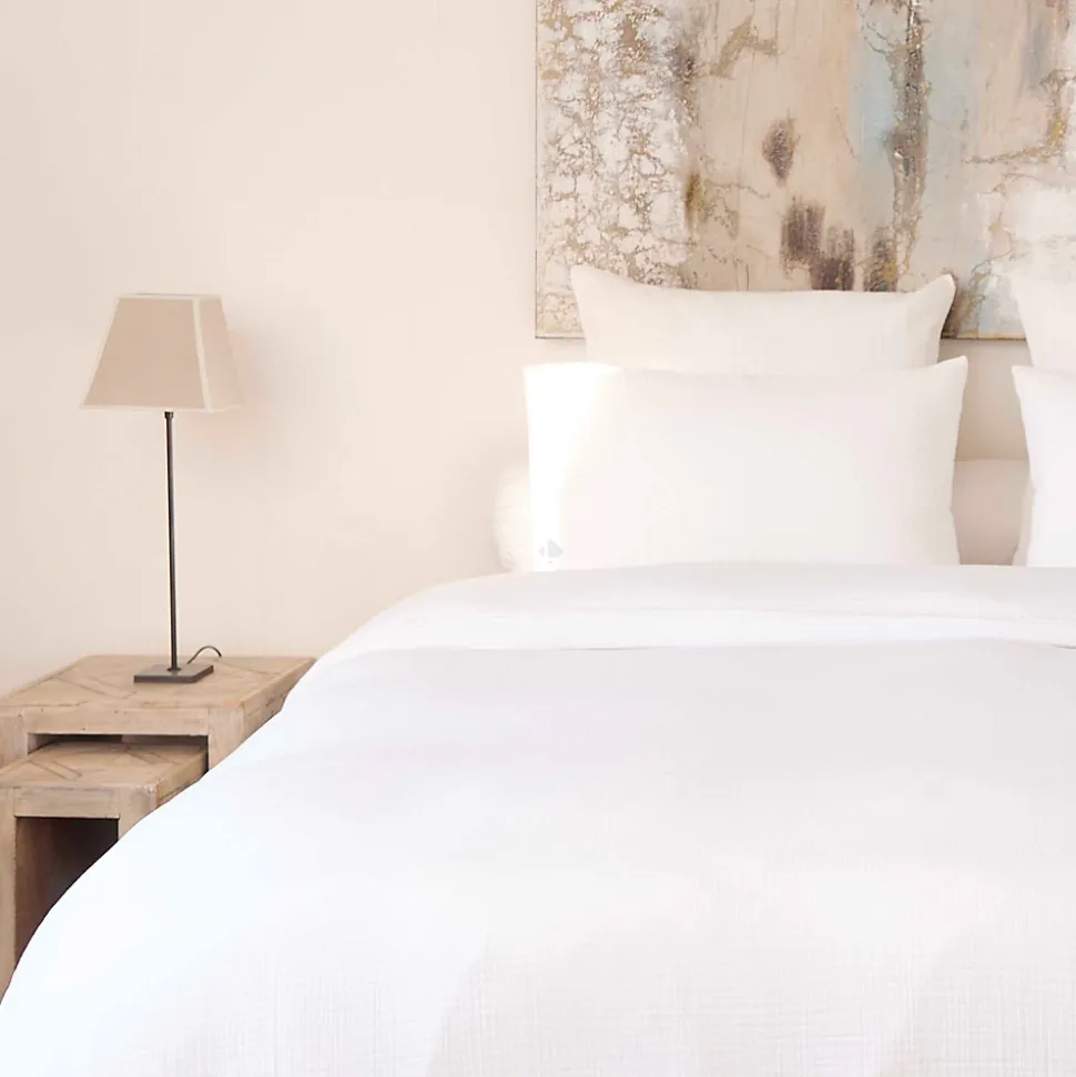 Taie d'oreiller 65x65 cm en double gaze de coton CASSIS Blanc