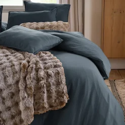 Taie d'oreiller 65x65 cm mousseline de coton MILOS noir granit