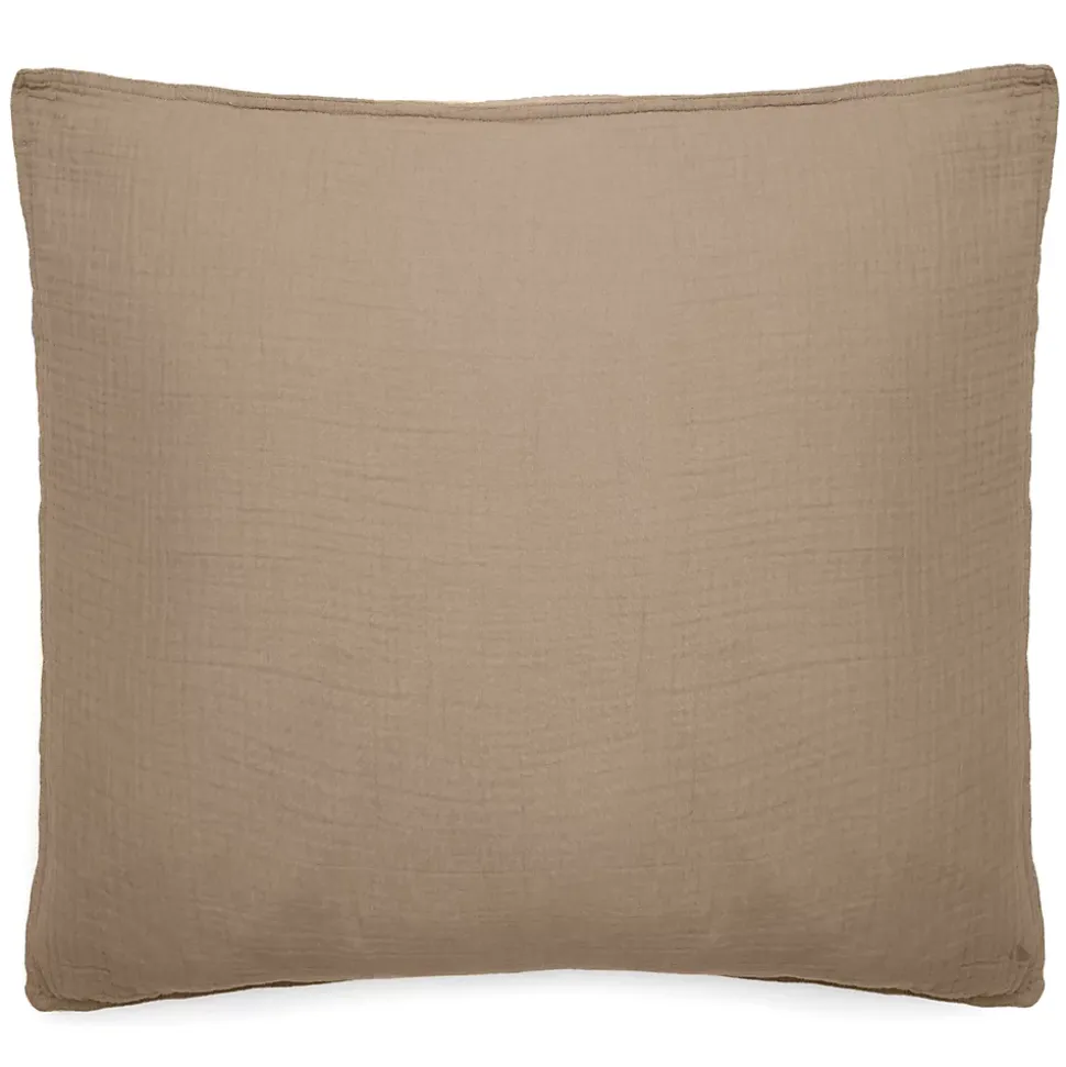Taie d'oreiller 65x65 cm mousseline de coton MILOS marron camel