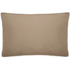Taie d'oreiller 50x70 cm mousseline de coton MILOS marron camel