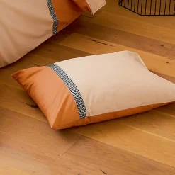 Taie d'oreiller 50x70 cm percale en coton MACASSAR Cognac