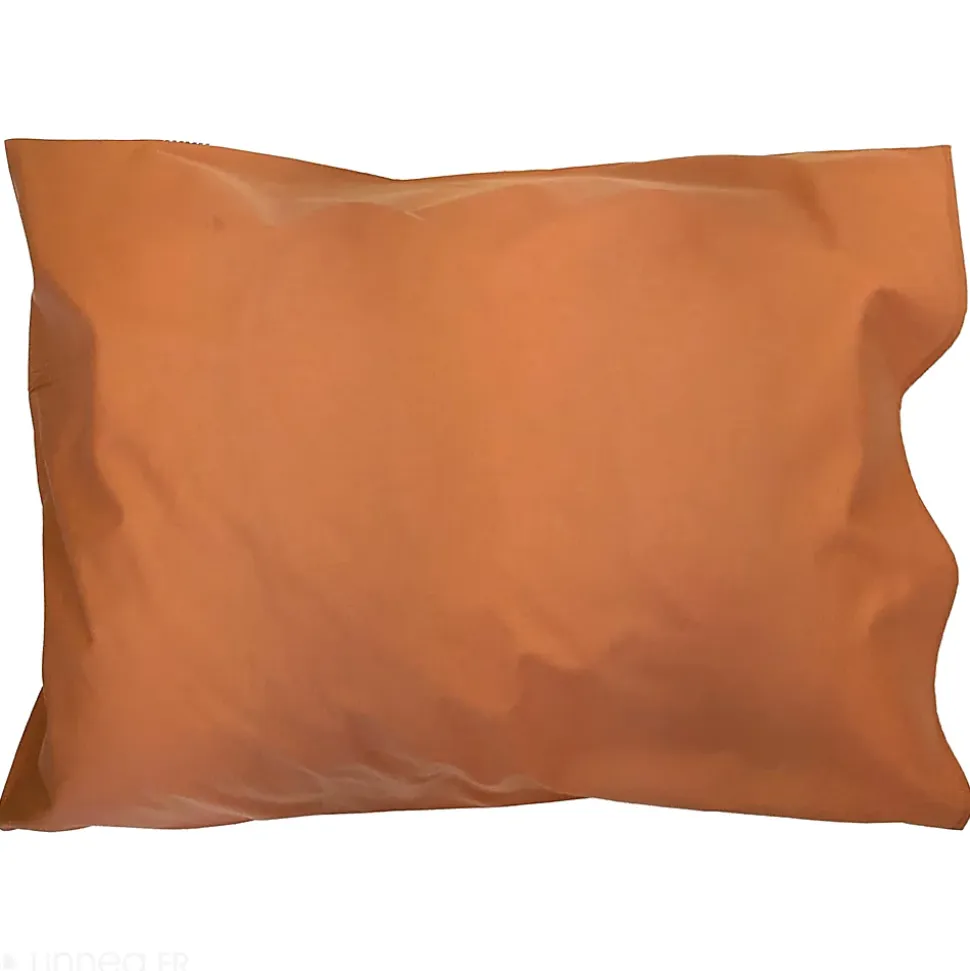 Taie d'oreiller 50x70 cm percale en coton MACASSAR Cognac