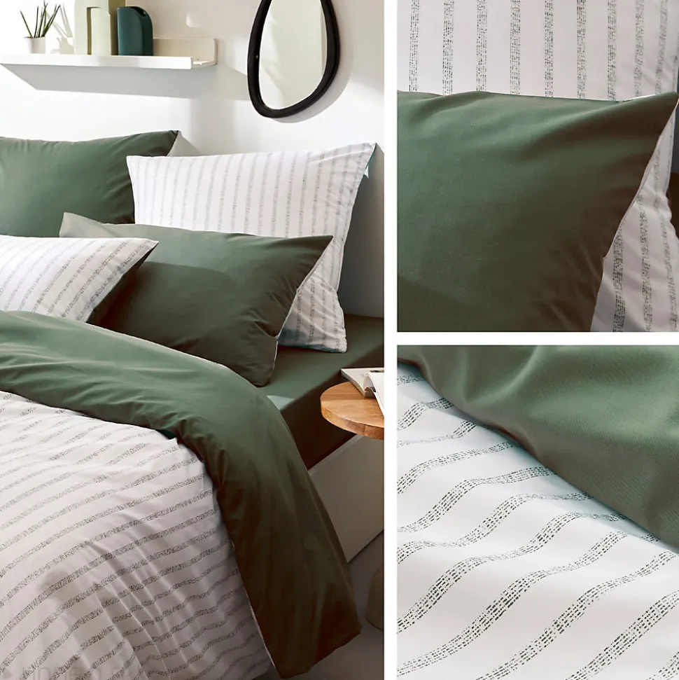 Taie d'oreiller 65x65 cm percale coton GABY vert Kaki