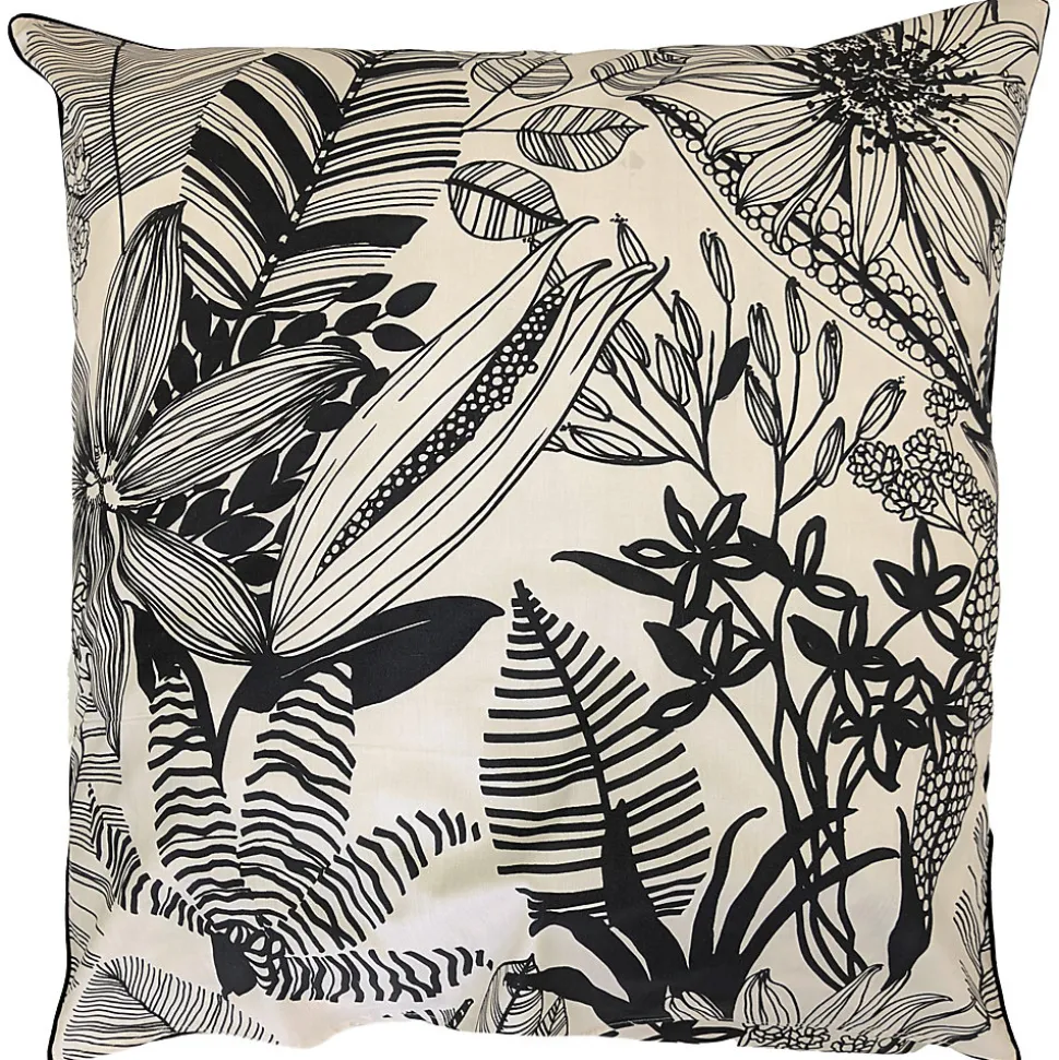 Taie d'oreiller 65x65 cm percale de coton ALBA beige/noir