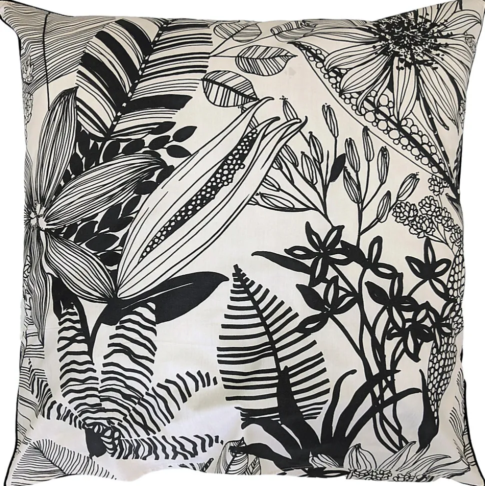 Taie d'oreiller 65x65 cm percale de coton ALBA beige/noir