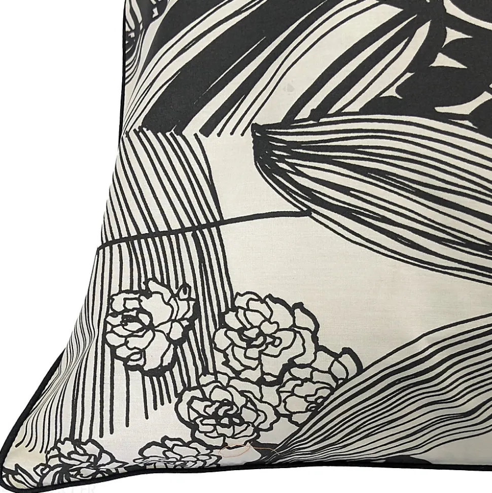 Taie d'oreiller 65x65 cm percale de coton ALBA beige/noir