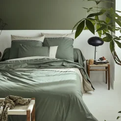 Taie d'oreiller 65x65 cm percale coton NOA vert Kaki