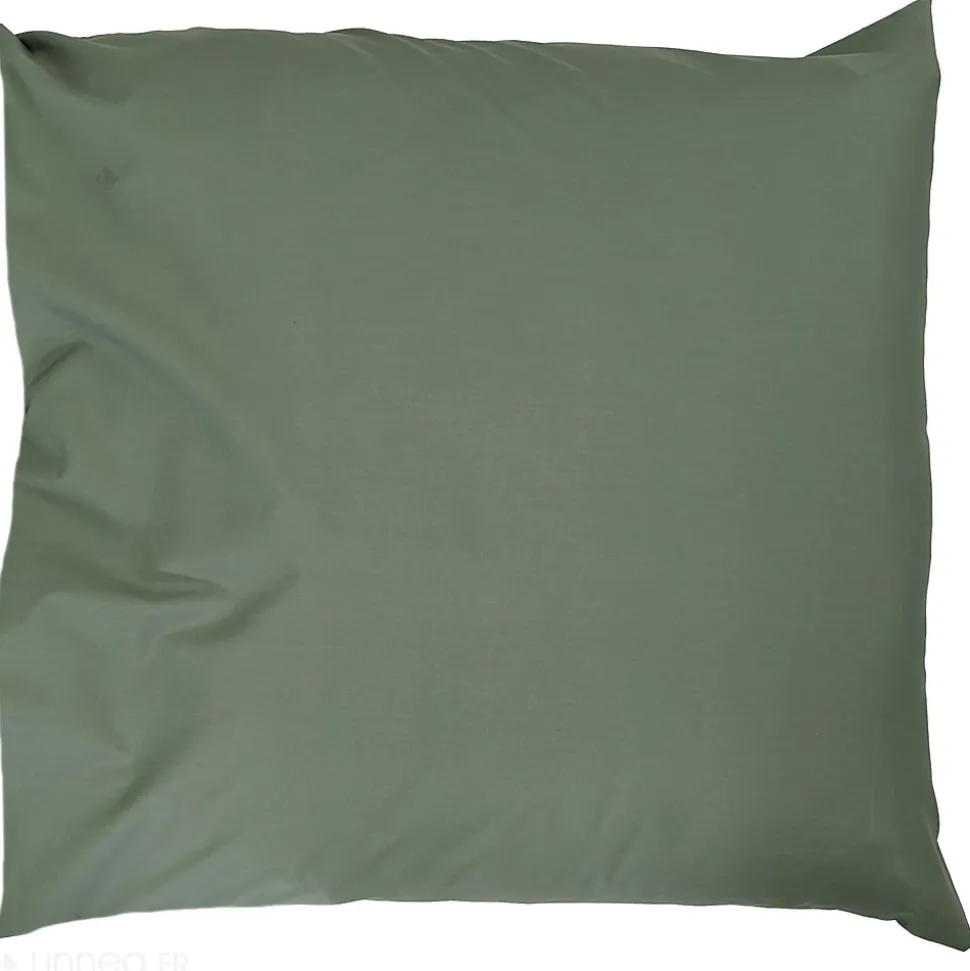 Taie d'oreiller 65x65 cm percale coton ALEX vert Kaki