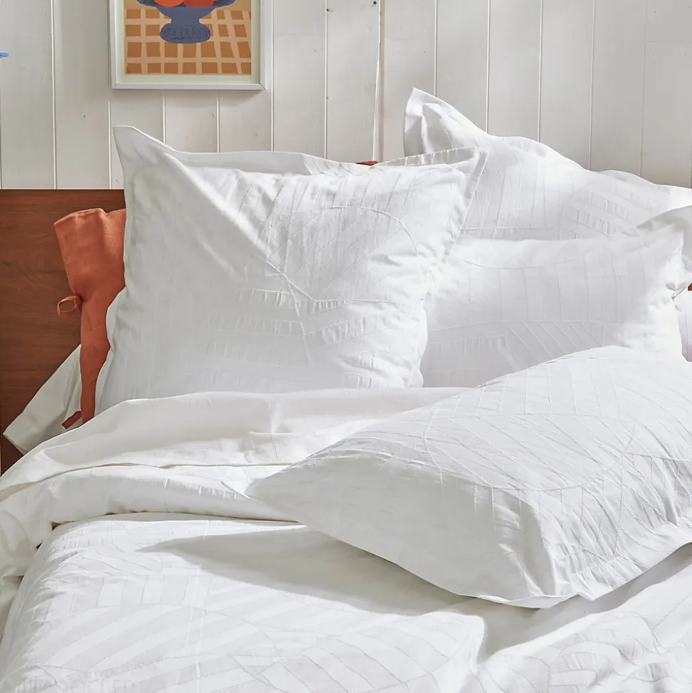 Taie d'oreiller 65x65 cm percale lavée ABSTRAIT Blanc