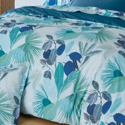 Taie d'oreiller 65x65 cm percale de coton MOOREA PACIFIC bleu/vert