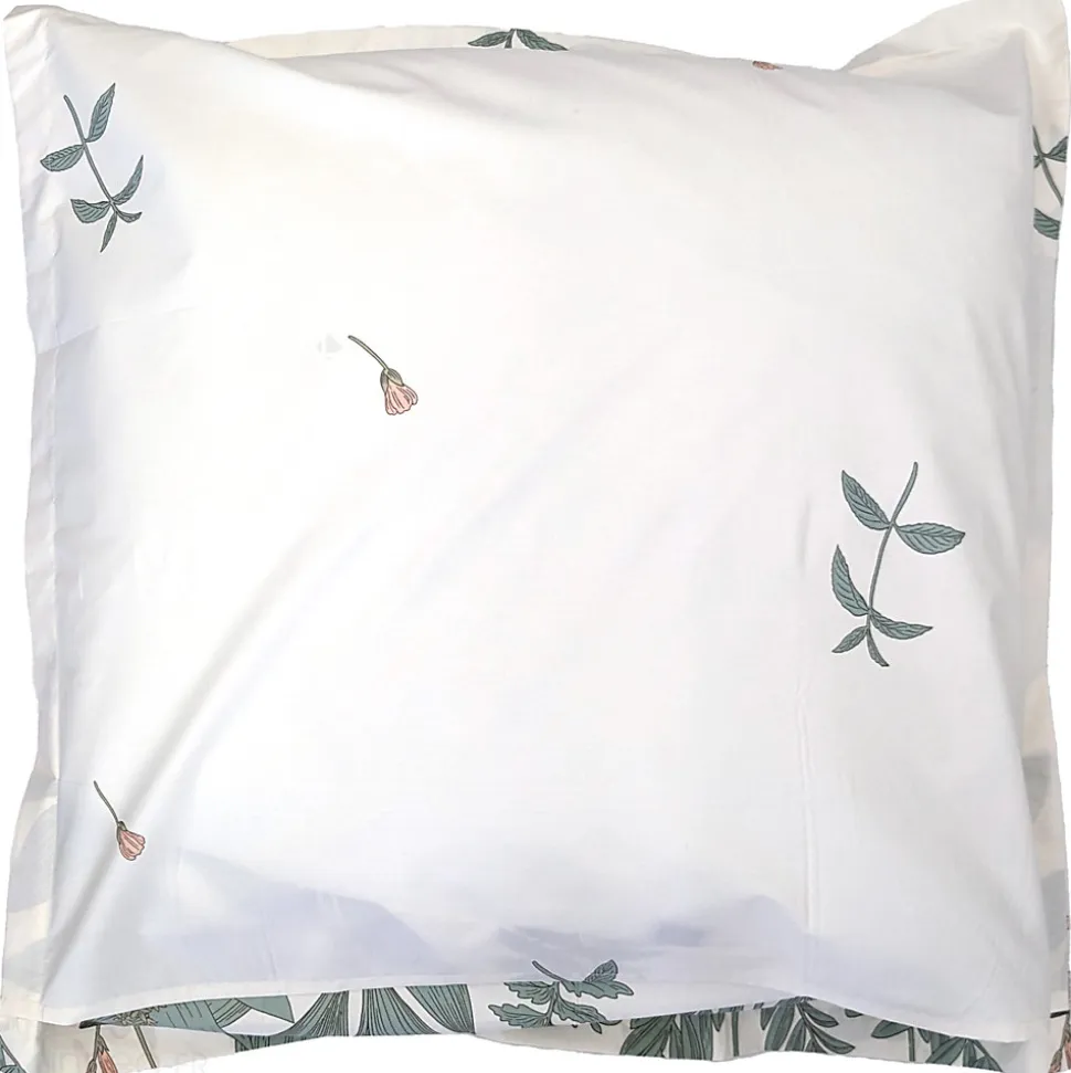 Taie d'oreiller 65x65 cm percale coton FÉÉRIE Blanc sauge