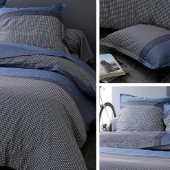 Taie d'oreiller 70x50 cm satin de coton ENZO bleu