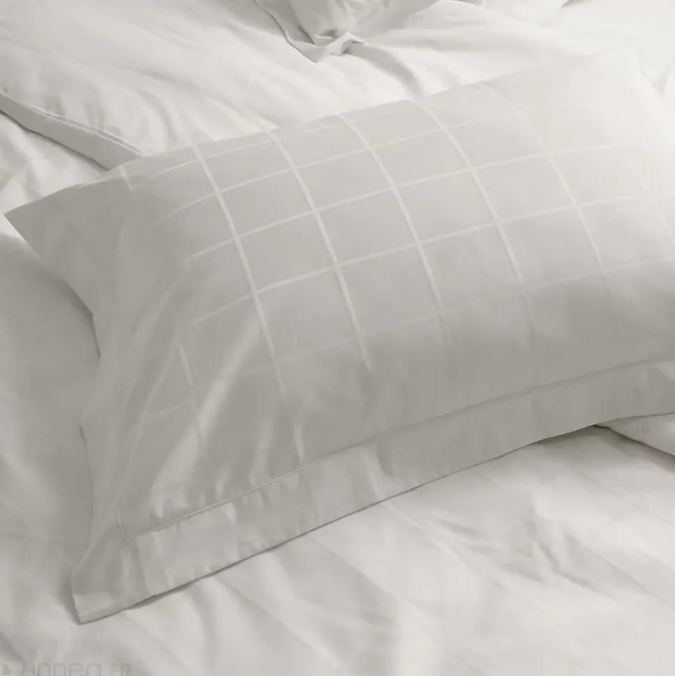 Taie d'oreiller 50x70 cm satin CONCERTO carreaux beige Craie