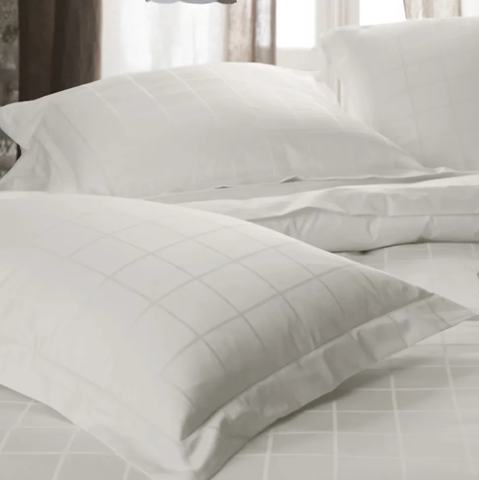 Taie d'oreiller 50x70 cm satin CONCERTO carreaux beige Craie