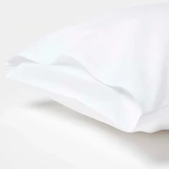 Taies d'oreiller enfant blanc 100% coton égyptien 200 fils, 40x60 cm, lot de 2 - HOMESCAPES