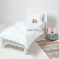 Taies d'oreiller enfant blanc 100% coton égyptien 200 fils, 40x60 cm, lot de 2 - HOMESCAPES