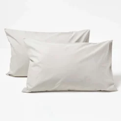 Taies d'oreiller enfant gris 100% coton égyptien 200 fils, 40x60 cm, lot de 2 - HOMESCAPES