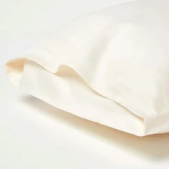 Taies d'oreiller enfant ivoire en coton égyptien bio 400 fils, 40x60 cm, lot de 2 - HOMESCAPES