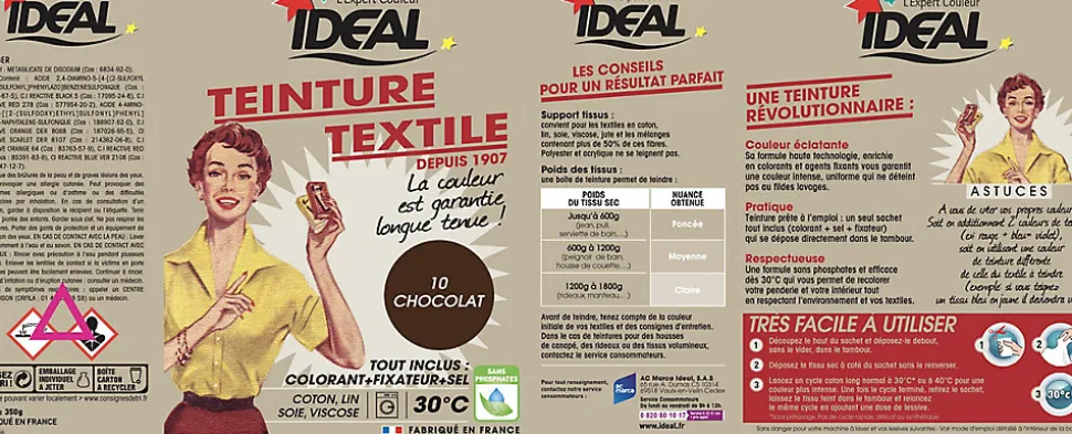 Teinture textile vintage chocolat Idéal 350g