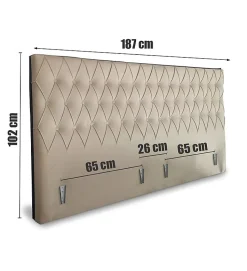 Tete de Lit en Velours Alcantara beige 190 x 100 cm - Couleur Sable