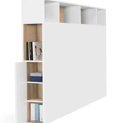 Tete de Lit Rangement Bois Blanc + Etagere Chambre
