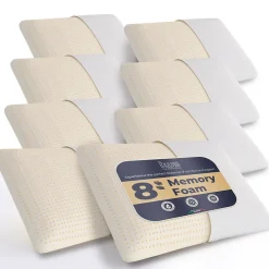 The White Stone Lot de 8 Oreillers en Mousse à Mémoire de Forme 40 x 70 cm, Hauteur 11 cm