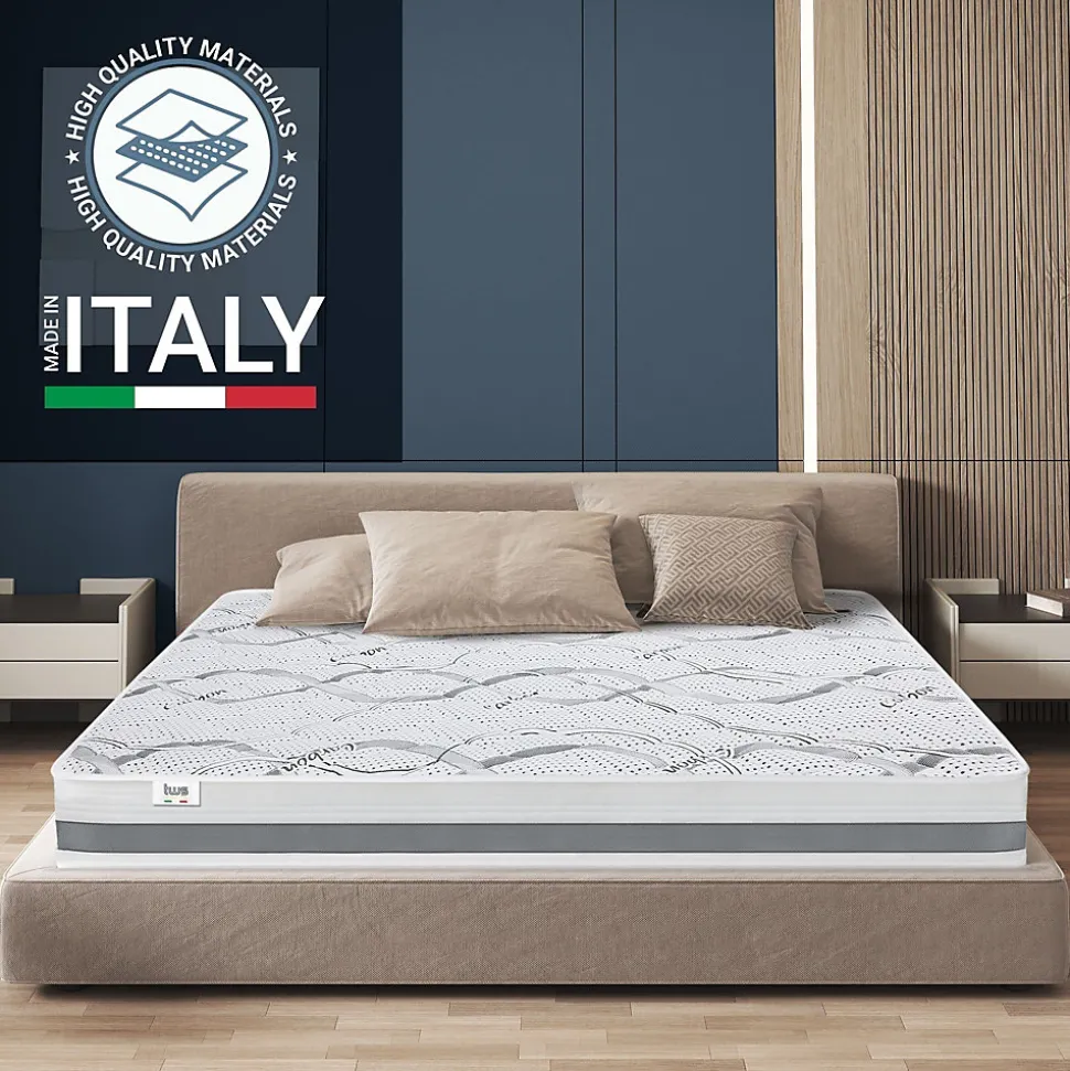 The White Stone Matelas en Mousse à Mémoire de Forme 90x210 cm Hauteur 22 cm