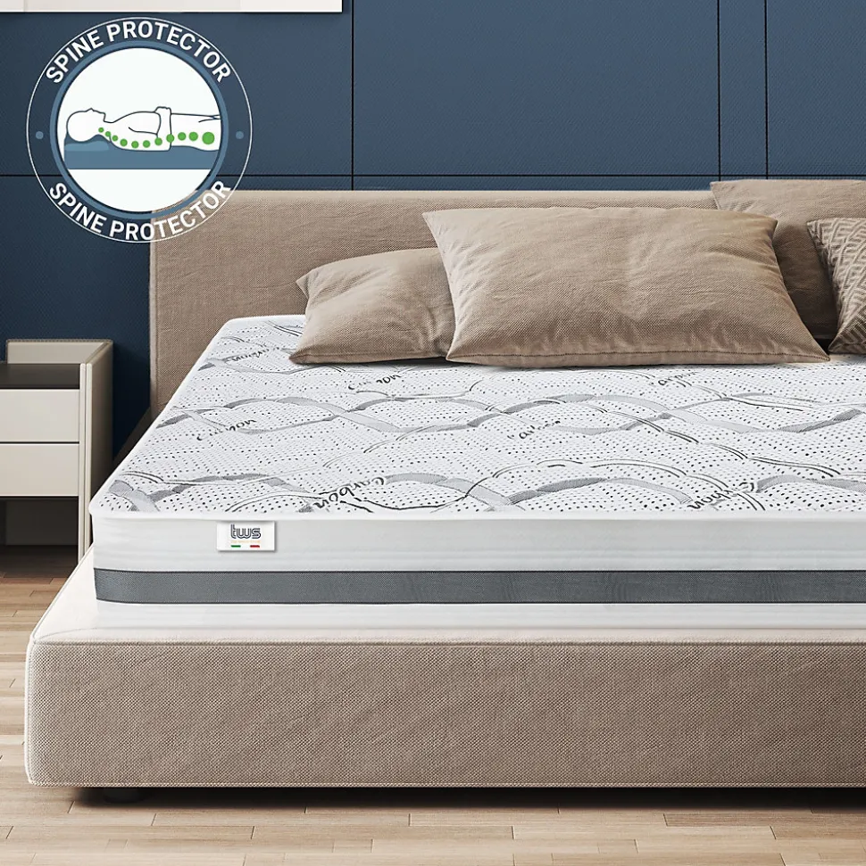 The White Stone Matelas en Mousse à Mémoire de Forme 90x210 cm Hauteur 22 cm