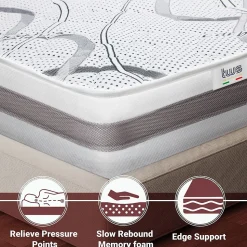 The White Stone Matelas en Mousse à Mémoire de Forme 145x185 cm Hauteur 27 cm