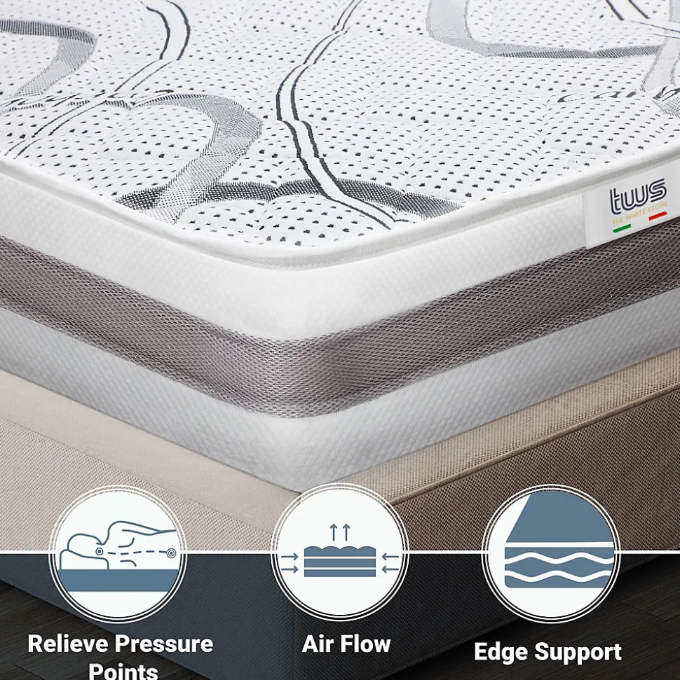 The White Stone Matelas en Mousse à Mémoire de Forme 95x210 cm Hauteur 22 cm