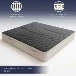 The White Stone Matelas 140x190 cm en Mousse à Mémoire, Hauteur 20 cm