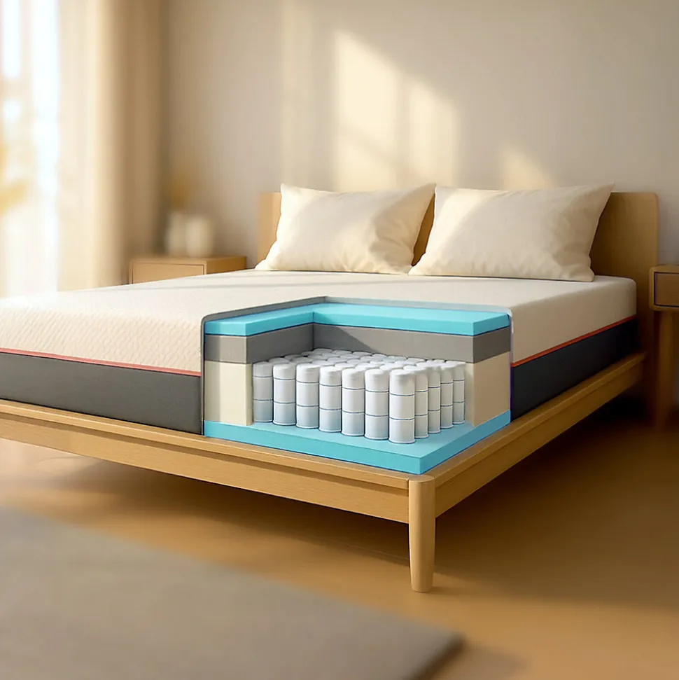 The White Stone Matelas 90x190 en Mousse à Mémoire Breeze et Ressorts Ensachés, Hauteur 30 cm
