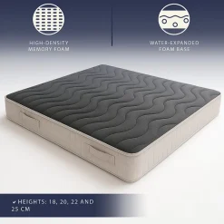 The White Stone Matelas 160x200 cm en Mousse à Mémoire, Hauteur 25 cm