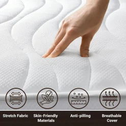 The White Stone Matelas 125x210 cm en Mousse Antibactérien