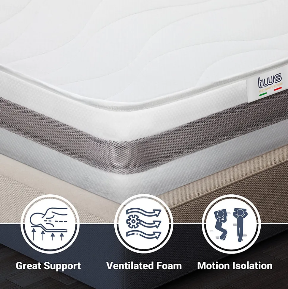 The White Stone Matelas 90x180 cm en Mousse Antibactérien