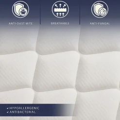 The White Stone Matelas 180x200cm, Hauteur 30 cm, avec Ressorts Ensachés et Memory Foam