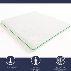 The White Stone Surmatelas 135x190 en Memory Foam Breeze à 9 Zones