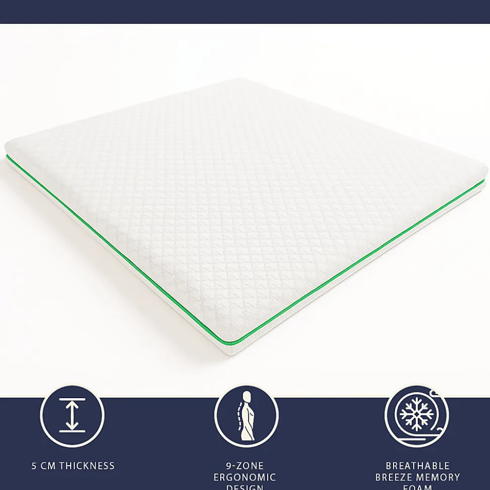 The White Stone Surmatelas 135x190 en Memory Foam Breeze à 9 Zones