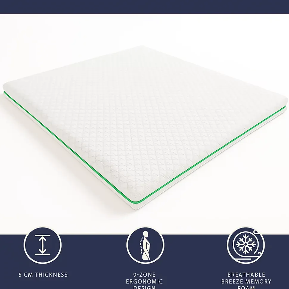 The White Stone Surmatelas 90x190 en Memory Foam Breeze à 9 Zones