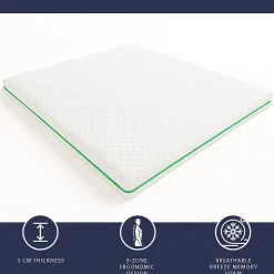 The White Stone Surmatelas 90x200 en Memory Foam Breeze à 9 Zones