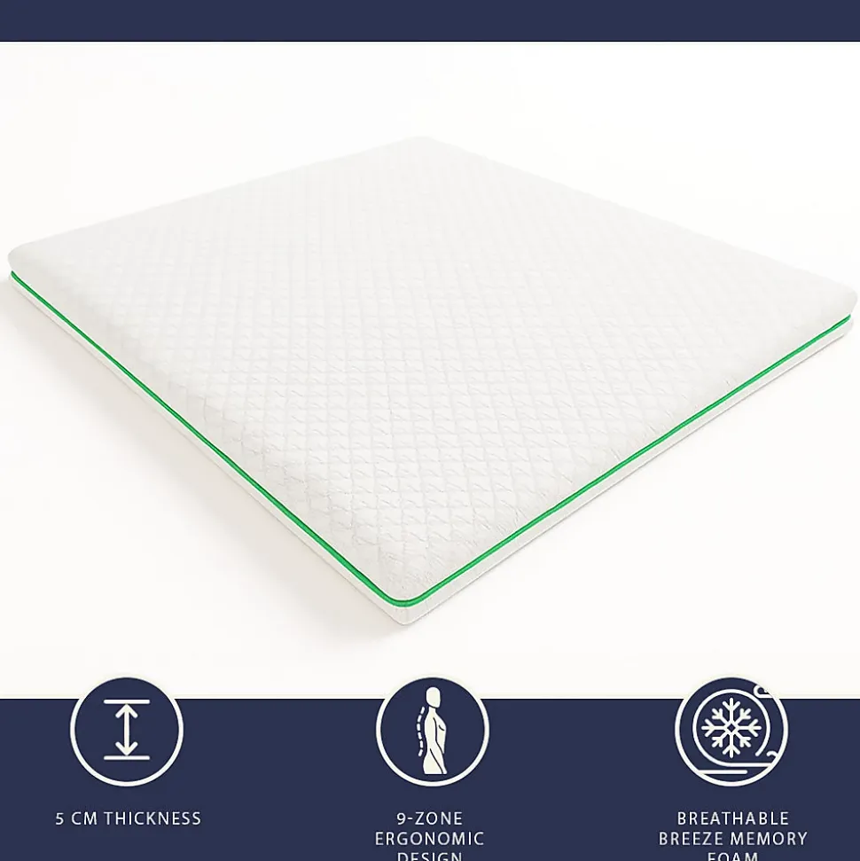 The White Stone Surmatelas 90x200 en Memory Foam Breeze à 9 Zones